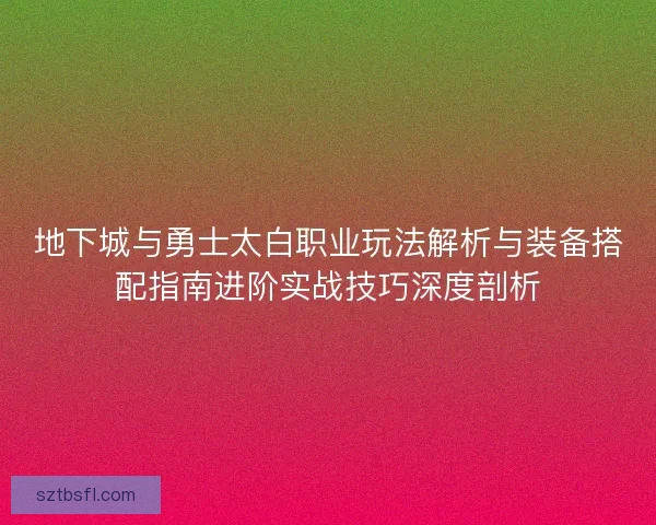 地下城与勇士太白职业玩法解析与装备搭配指南进阶实战技巧深度剖析