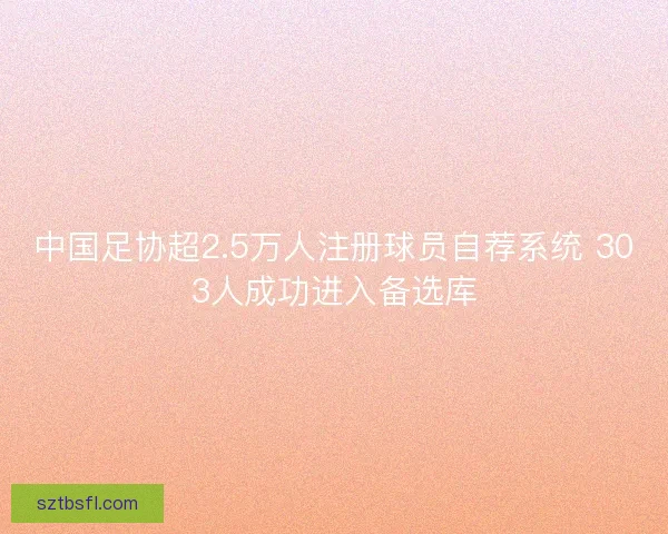 中国足协超2.5万人注册球员自荐系统 303人成功进入备选库