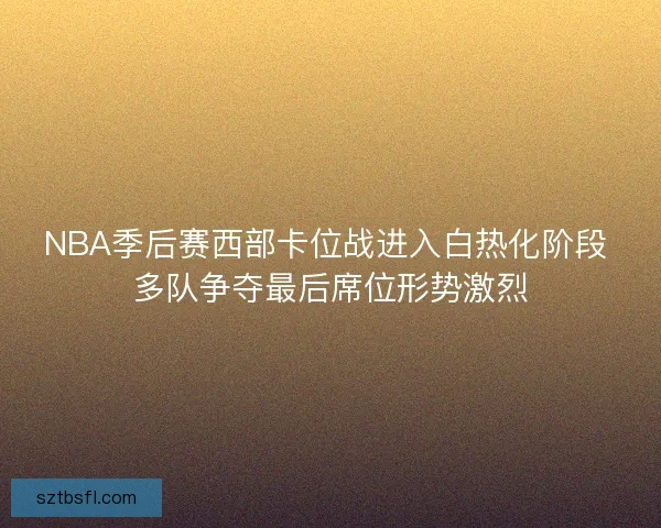 NBA季后赛西部卡位战进入白热化阶段 多队争夺最后席位形势激烈